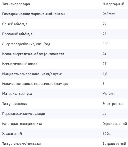 Встаиваемая морозильная камера MAUNFELD (Маунфилд) MBFR88SWGR Inverter