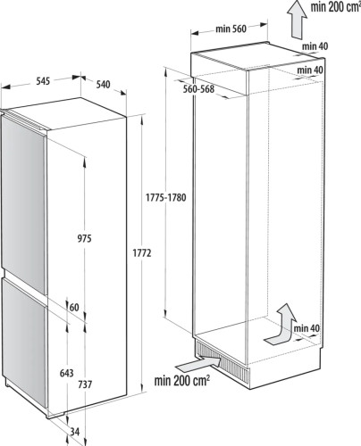 Встраиваемый холодильник Gorenje (Горенье) NRKI517141