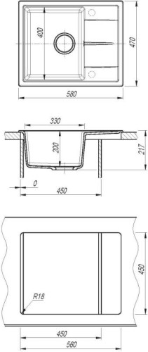Кухонная мойка Dr.Gans (Доктор Ганс) "НИКА 580" 580x470x217 цвет серый