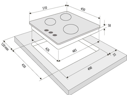Газовая варочная панель Fornelli (Форнелли) PGA 45 Fiero WH