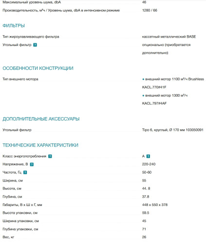 Вытяжка Falmec (Фалмек) Verso 55 Gray
