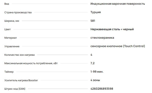 Индукционная варочная панель Krona (Крона) GRUND 60 BL/S