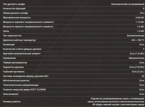Электрический духовой шкаф Hiberg (Хайберг) VM 6392 YR