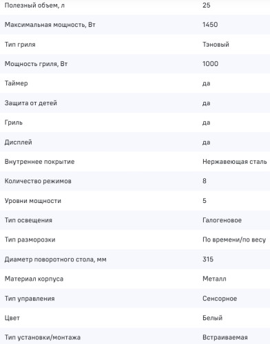 Встраиваемая микроволновая печь MAUNFELD (Маунфилд) MBMO925SGW09