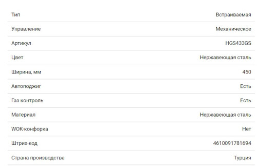 Газовая варочная панель HOMSair (ХОМСЭйр) HGS433GS