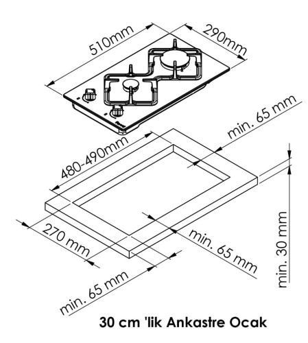 Газовая варочная панель MONSHER (Моншер) MSG 30 Acier