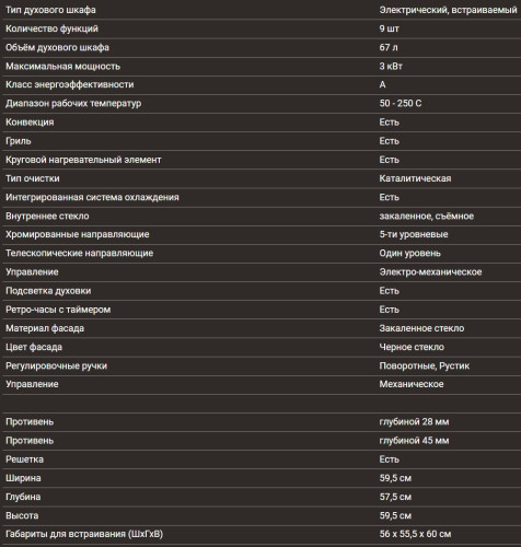 Электрический духовой шкаф Hiberg (Хайберг) VM 6382 BR