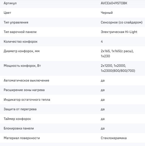 Электрическая варочная панель MAUNFELD (Маунфилд) AVCE6049STOBK