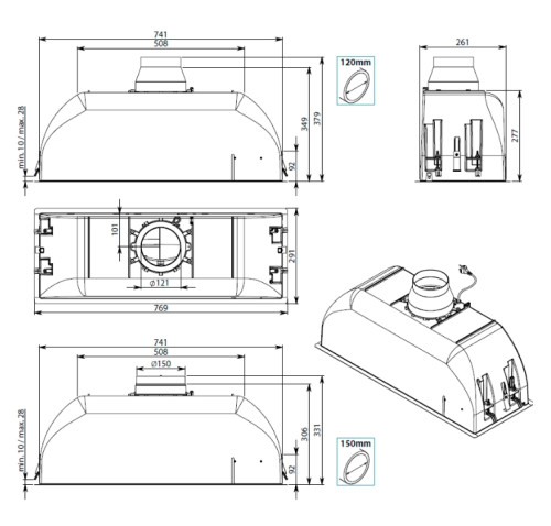Встраиваемая вытяжка Falmec (Фалмек) Gruppo Incasso Plus 70 WH