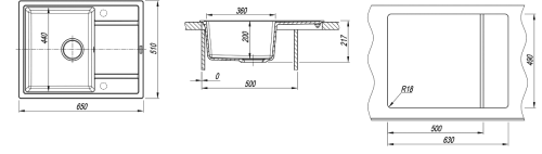 Кухонная мойка Florentina (Флорентина) Липси 650, шампань