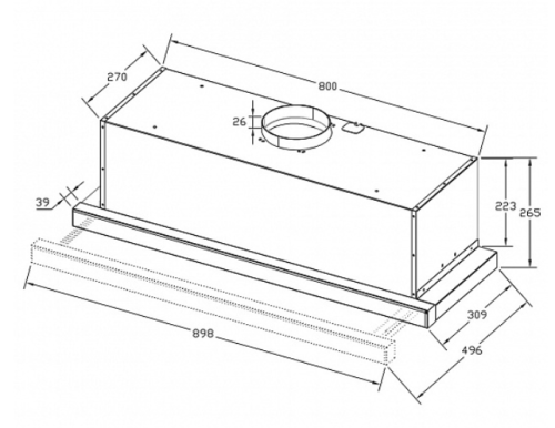 Встраиваемая вытяжка Korting (Кёртинг) KHP 9815 GB