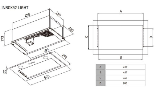 Встраиваемая вытяжка Meferi (Мефери) INBOX52WH LIGHT