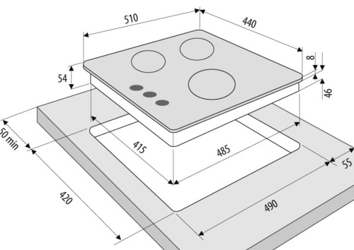 Газовая варочная панель Krona (Крона) CORNIOLA 45 BL