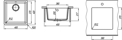 Кухонная мойка Florentina (Флорентина) Вега-360, грей