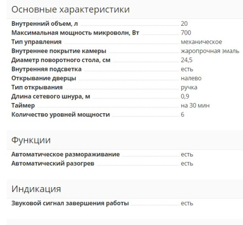 Микроволновая печь Supra (Супра) 20MB55
