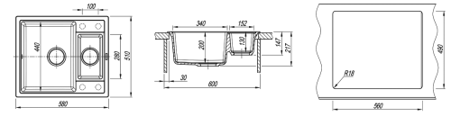 Кухонная мойка Florentina (Флорентина) Липси 580К, жасмин