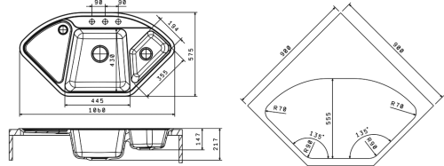 Кухонная мойка Florentina (Флорентина) Капри, антрацит