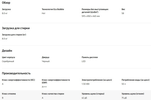 Стиральная машина Samsung (Самсунг) WW80T3040BS/LP