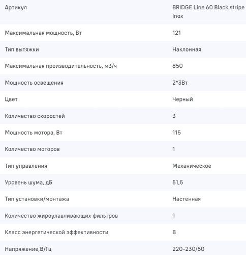 Вытяжка MAUNFELD (Маунфилд) BRIDGE Line 60 Black stripe Inox