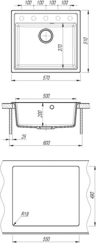 Кухонная мойка Dr.Gans (Доктор Ганс) "НИКА 570" 570x510x217 цвет латте