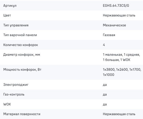Газовая варочная панель MAUNFELD (Маунфилд) EGHS.64.73CS/G