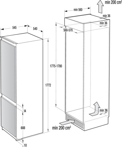 Встраиваемый Холодильник Gorenje (Горенье) RKI 2181 E1