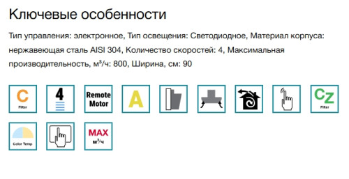 Вытяжка Falmec (Фалмек) Quasar Glass Gray 90