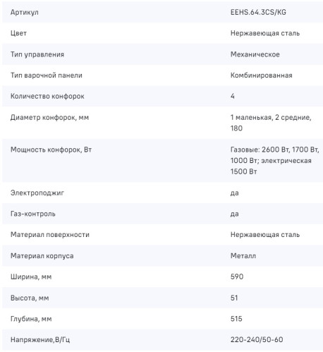 Комбинированная варочная панель MAUNFELD (Маунфилд) EEHS.64.3CS/KG
