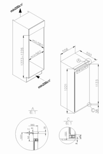 Встаиваемый холодильник Korting (Кёртинг) KSI 1221