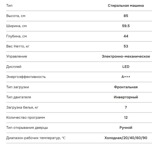 Стиральная машина NORD (Норд) i-WS2 712 W