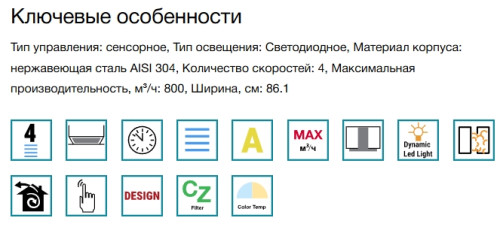 Встраиваемая вытяжка Falmec (Фалмек) Virgola No-Drop Touch 90 Black