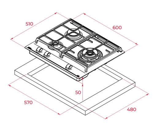 Газовая варочная панель Teka (Тека) GZC 63310 XBN Black