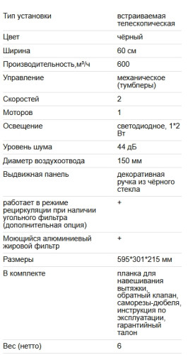 Встраиваемая вытяжка EXITEQ (Экзитег) EX-1076 Black glass