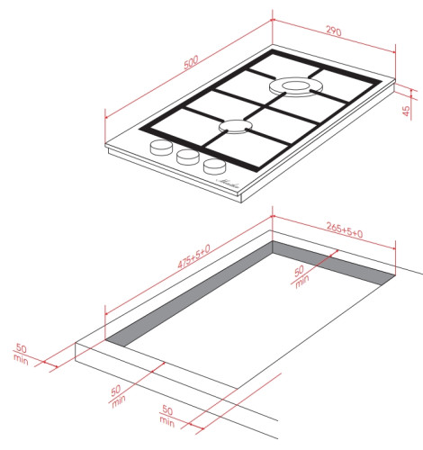 Газовая варочная панель MONSHER (Моншер) MSG 33 Noir