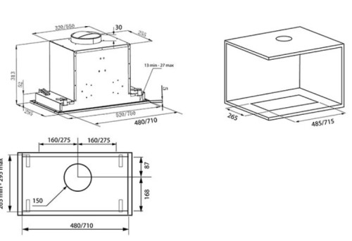 Встраиваемая вытяжка Krona (Крона) SELINA 900 GLASS white S