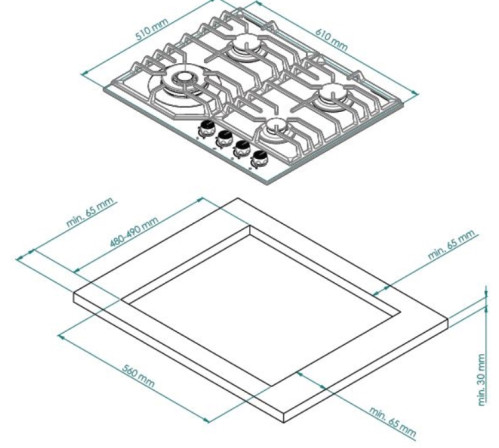 Газовая варочная панель Kuppersberg (Куперсберг) FS 610 W Bronze