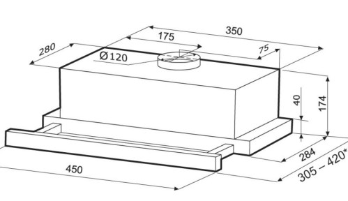 Встраиваемая вытяжка Krona (Крона) KAMILLA 450 BLACK