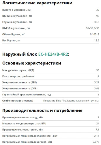 Сплит-система Ecoclima (Экоклима) ECW-HE24/BB-4R2