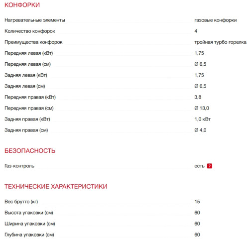 Газовая варочная панель Kaiser (Кайзер) KG 6325 Em Sil Turbo