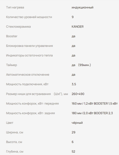 Индукционная варочная панель MONSHER (Моншер) MHI 3002