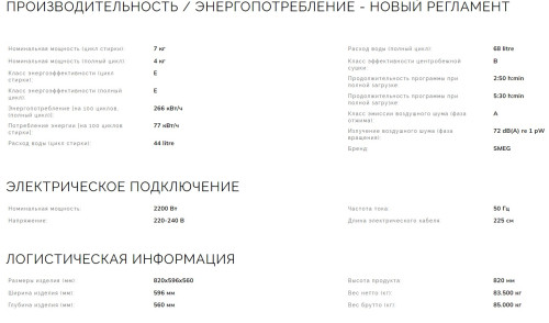 Встраиваемая стиральная машина Smeg (Смег) LSIA147S