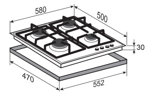 Газовая варочная панель Zigmund-Shtain (Зигмунд-Штайн) G 12.6 X