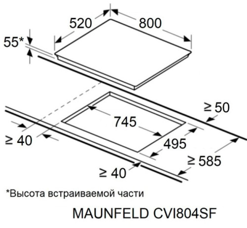 Индукционная варочная панель MAUNFELD CVI804SFDGR
