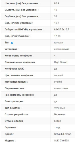 Газовая варочная панель Schaub Lorenz (Шауб Лоренц) SLK GY6538