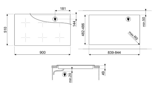 Индукционная варочная панель Smeg (Смег) SI1M24954D