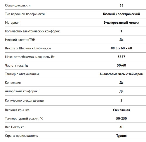Комбинированная плита NORDFROST (Нордфрост) GE 6162 YR