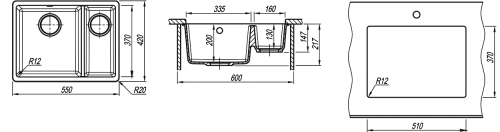 Кухонная мойка Florentina (Флорентина) Вега-335/160, бежевый