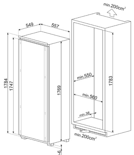 Встраиваемый холодильник Smeg (Смег) S9L174D1D