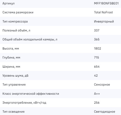 Холодильник MAUNFELD (Маунфилд) MFF180NFSBE01