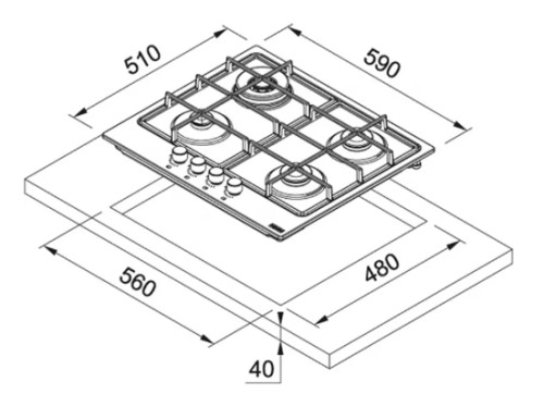 Газовая варочная панель Franke (Франке) FHSM 604 3G DC XS C